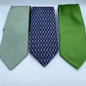 3 Neck Tie Lot Bundle Izod Geoffrey Bean Van‎ Heusen Men's Blue Green